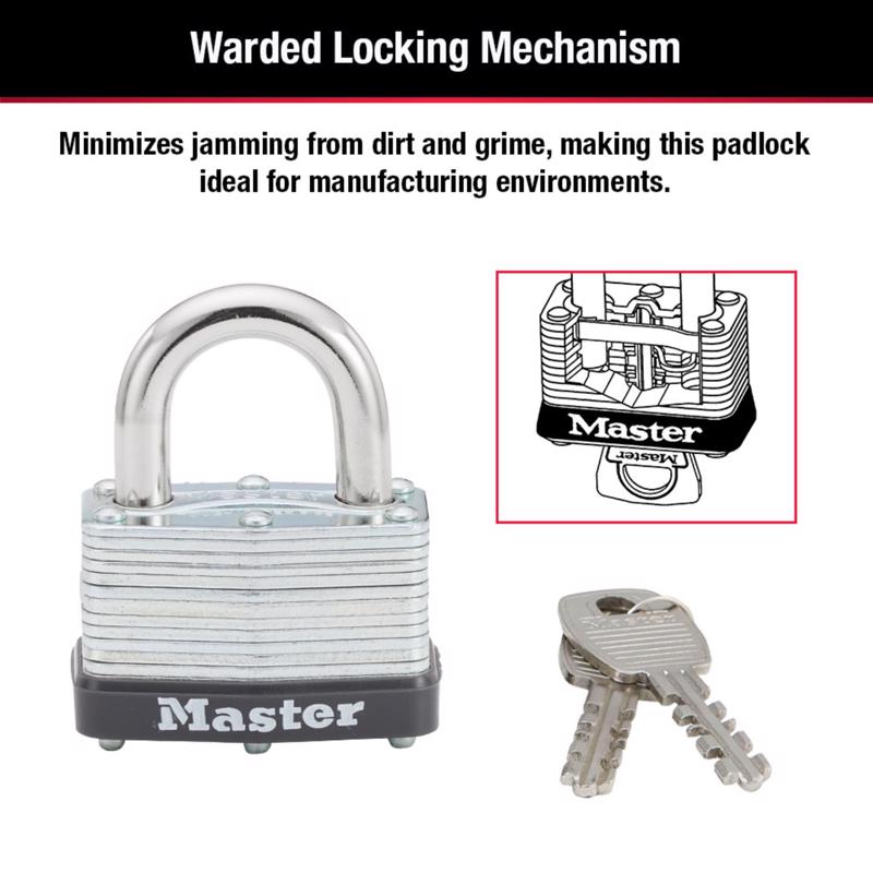 Master Lock 1-1/16 in. H X 1-3/4 in. W Laminated Steel Warded Locking Warded Padlock, Pack of 4