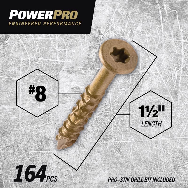 HILLMAN Power Pro No. 8 Ga. X 1-1/2 in. L Star Flat Head Coarse Multi-Material Screws