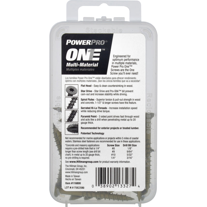 HILLMAN Power Pro No. 10 Ga. X 2 in. L Star Flat Head Coarse Multi-Material Screws, Pack of 5