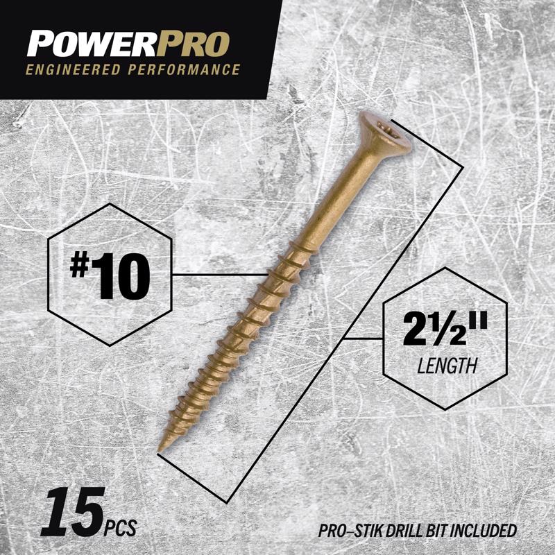 HILLMAN Power Pro No. 10 Ga. X 2-1/2 in. L Star Flat Head Coarse Multi-Material Screws, Pack of 5