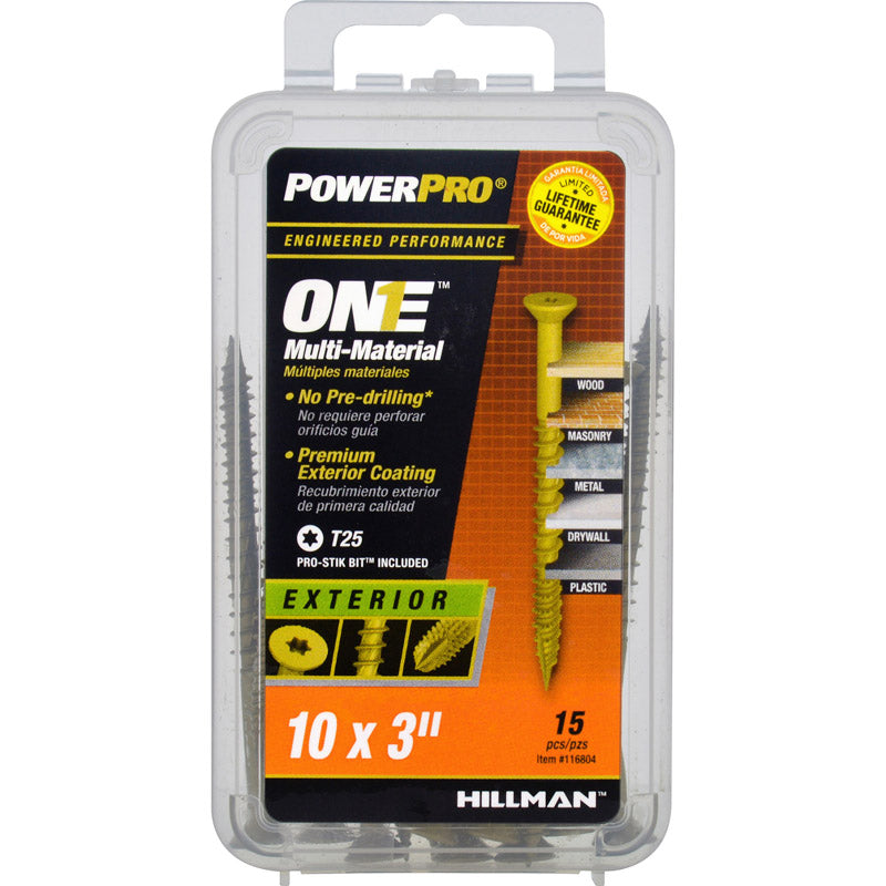 HILLMAN Power Pro No. 10 Ga. X 3 in. L Star Flat Head Coarse Multi-Material Screws, Pack of 5
