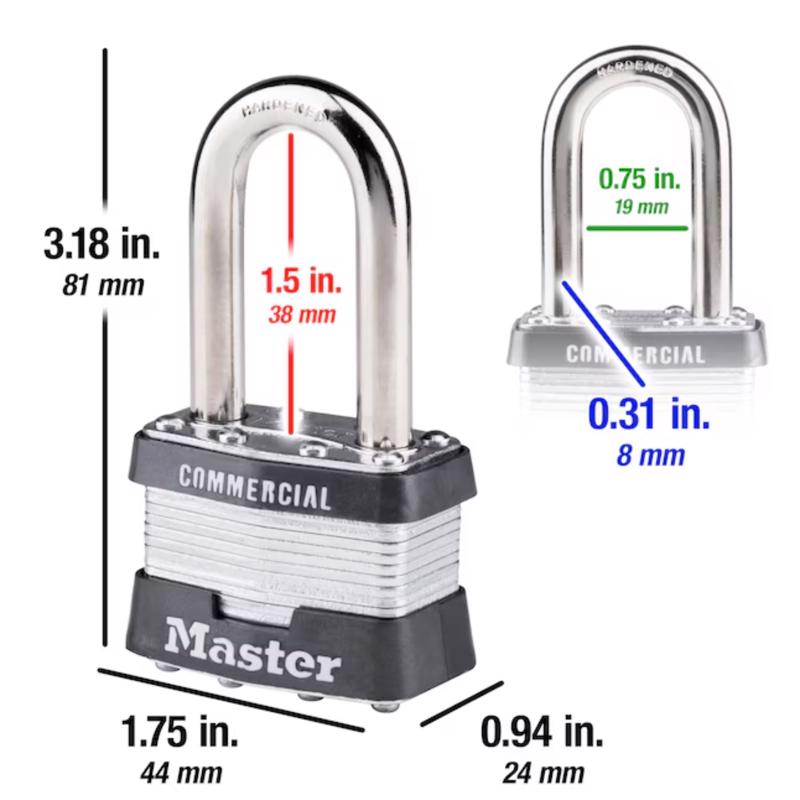 Master Lock 1-5/16 in. H X 1 in. W X 1-3/4 in. L Steel 4-Pin Cylinder Exterior Padlock, Pack of 6