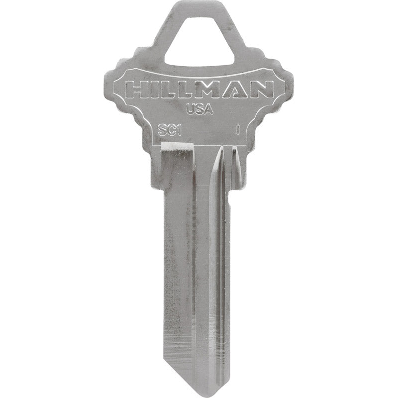 HILLMAN Traditional Silver House/Office Key Blank SC1 Single For Schlage Locks, Pack of 10