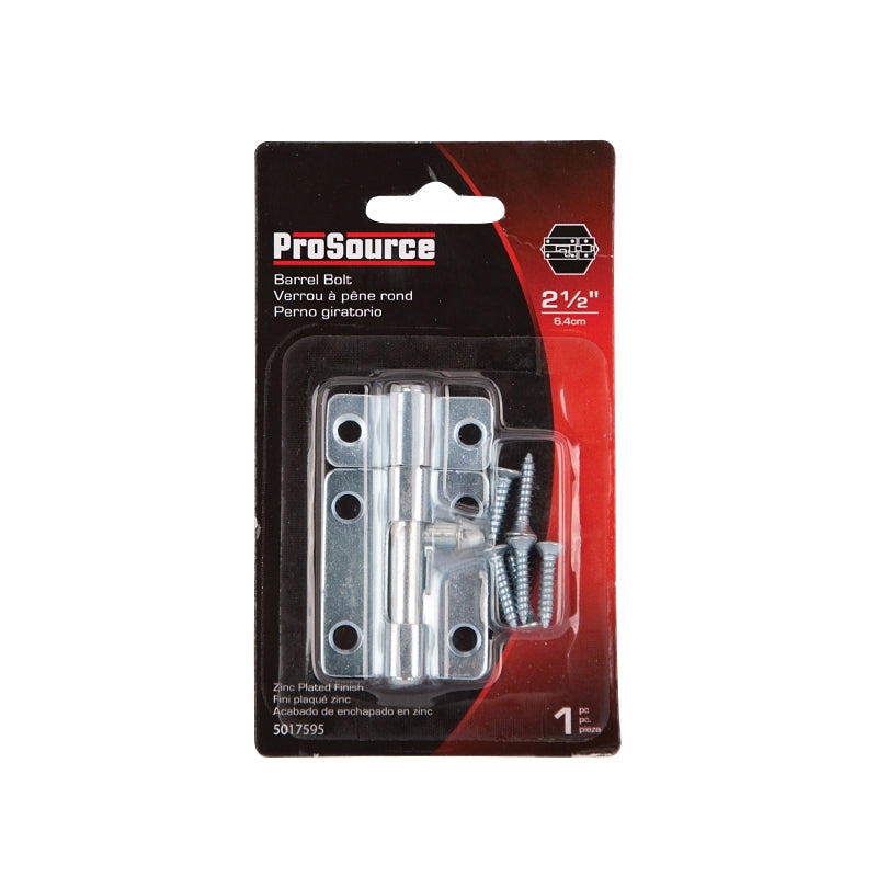 ProSource CL-201-PS Barrel Bolt, 0.31 Dia in Bolt Head, 2-1/2 in L Bolt, Steel, Zinc Plated
