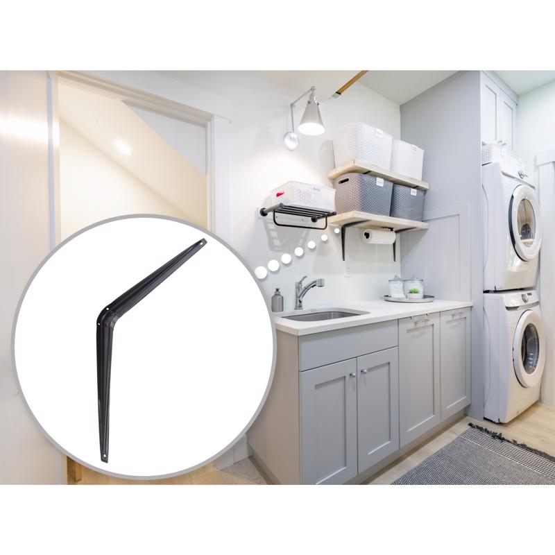 Hampton Black Steel Shelf Support 18 Ga. 12X14 in. L 100 lb