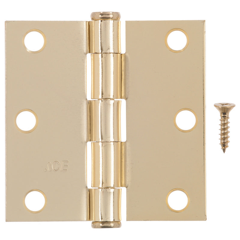 Ace 3 in. L Bright Brass Residential Door Hinge 1 pk