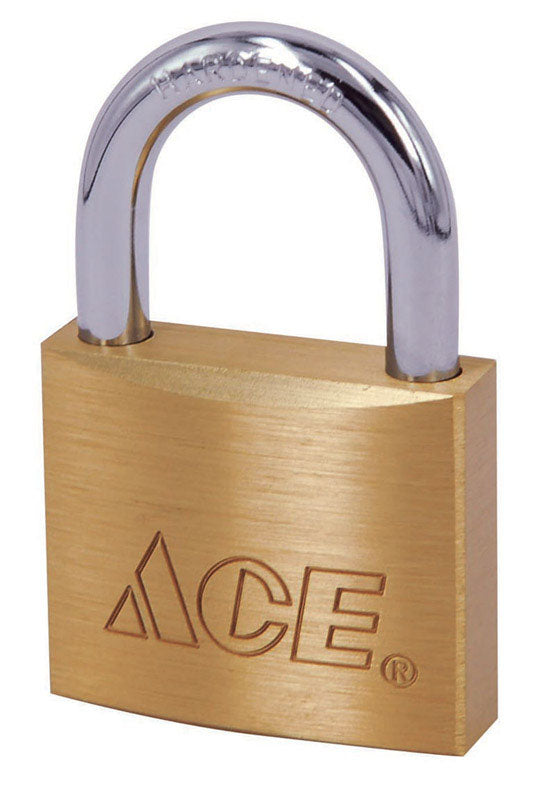 Ace 3/4 in. H X 3/4 in. W X 7/16 in. L Brass Double Locking Padlock