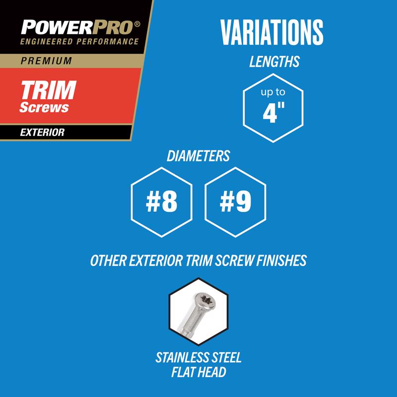 HILLMAN Power Pro No. 8 X 1-5/8 in. L Star Coarse Trim Screws 75 pk