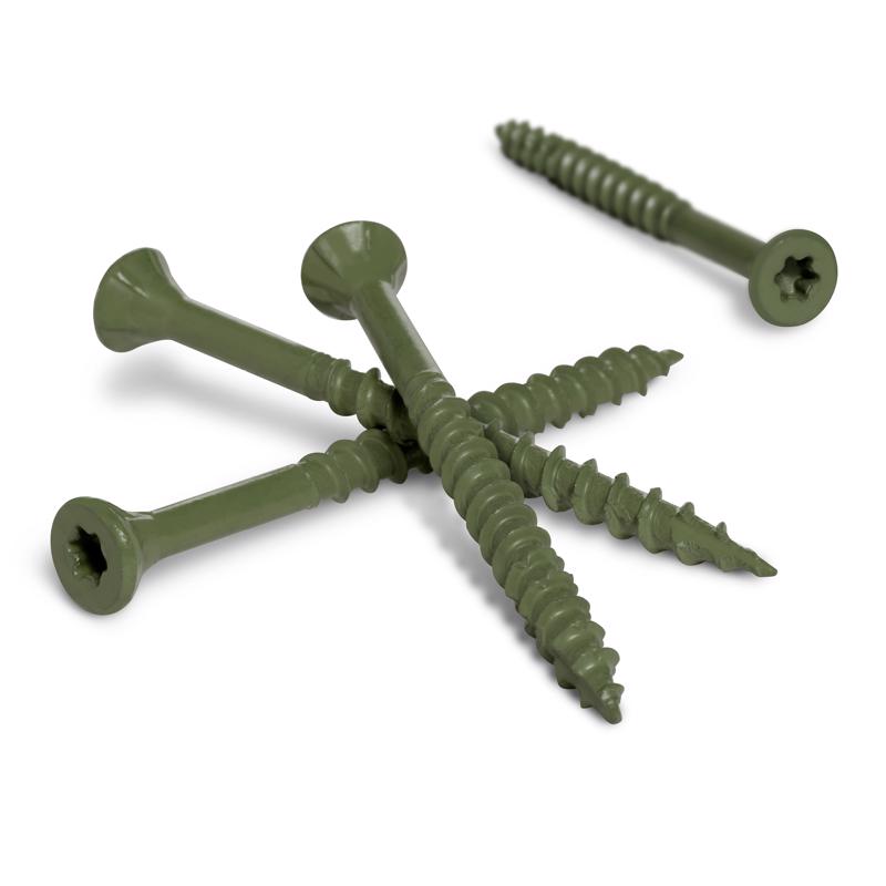 HILLMAN Deck Plus No. 10 Ga. X 2-1/2 in. L Green Star Flat Head Exterior Deck Screws 40 pk