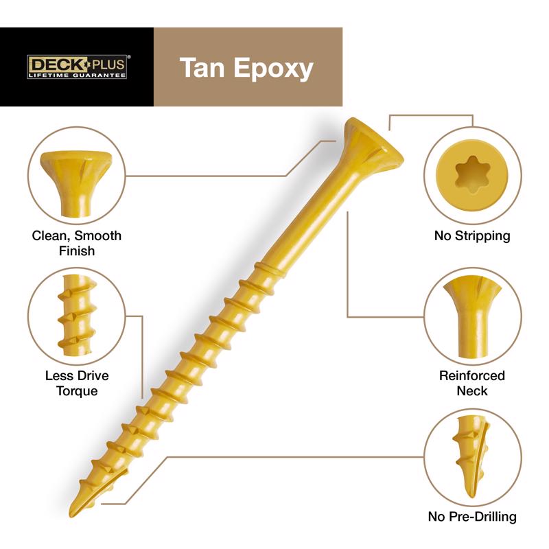 HILLMAN Deck Plus No. 10 Ga. X 3-1/2 in. L Tan Star Flat Head Exterior Deck Screws 1 lb 25 pk