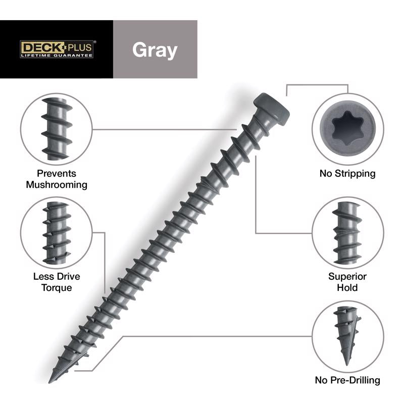 HILLMAN Deck Plus No. 10 in. X 2-1/2 in. L Gray Star Flat Head Composite Deck Screws 1 lb 75 pk