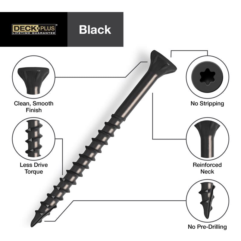 HILLMAN Deck Plus No. 8 Ga. X 1-5/8 in. L Black Star Flat Head Exterior Deck Screws 1 lb 147 pk