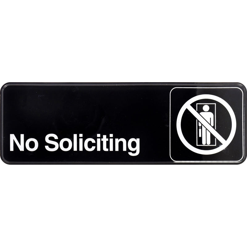 HILLMAN English Black No Soliciting Sign 3 in. H X 9 in. W, Pack of 6