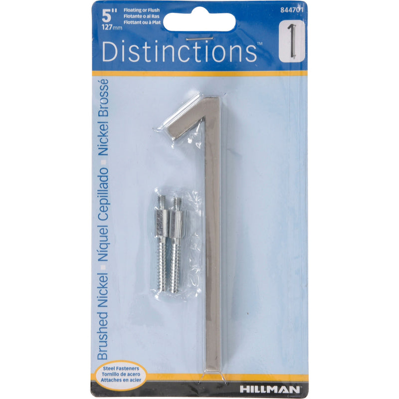 HILLMAN Distinctions 5 in. Silver Steel Screw-On Number 1 1 pc, Pack of 3