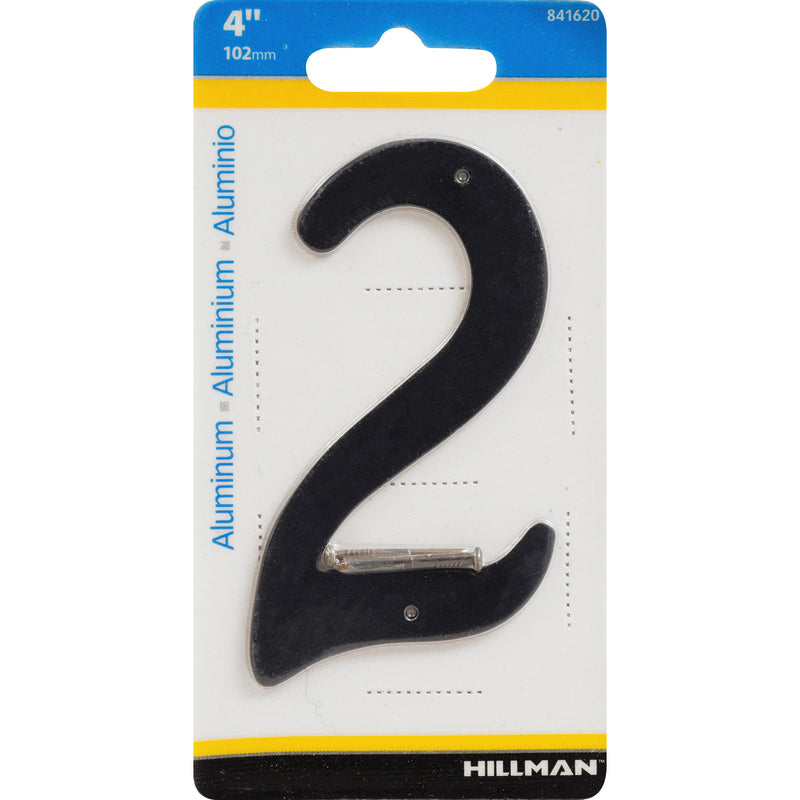 HILLMAN 4 in. Black Aluminum Nail-On Number 2 1 pc, Pack of 3