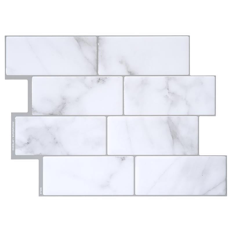 Smart Tiles 8.38 in. W X 11.56 in. L Gray/White Mosaic Vinyl Adhesive Wall Tile 4 pc, Pack of 6
