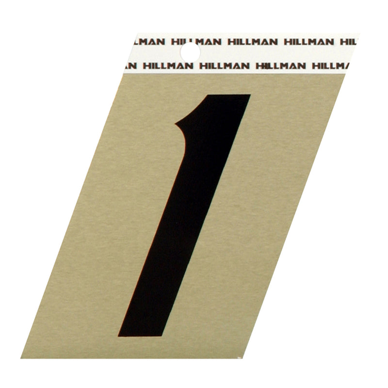 HILLMAN 3 in. Reflective Black Vinyl Self-Adhesive Number 1 1 pc, Pack of 3