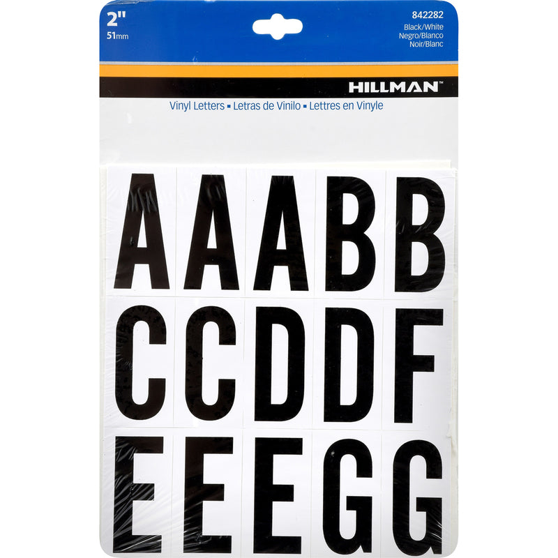 HILLMAN 2 in. Black Vinyl Self-Adhesive Letter Set A-Z 65 pc, Pack of 6