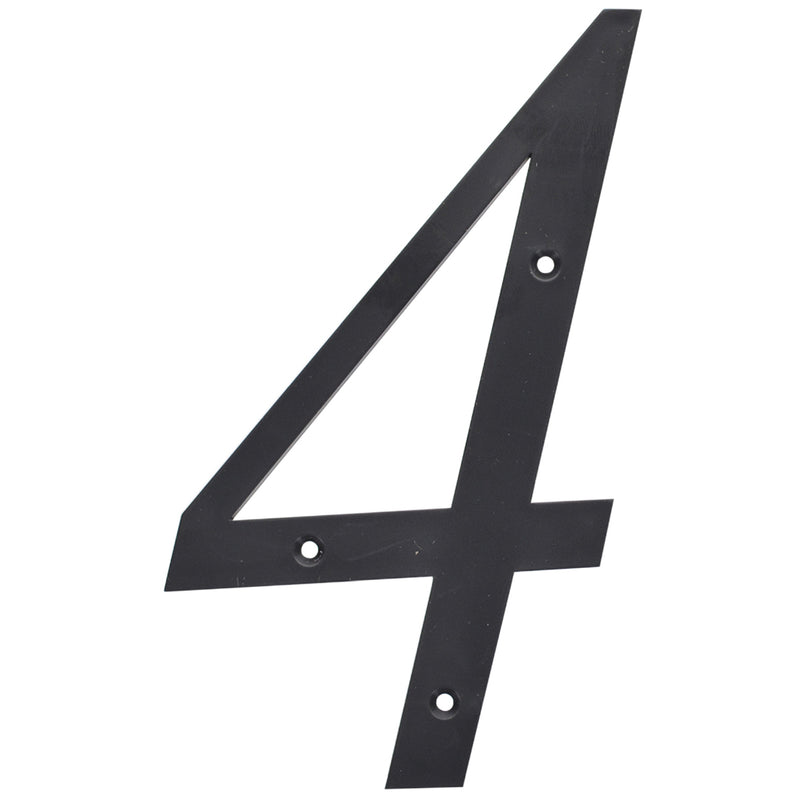 HILLMAN 6 in. Reflective Black Plastic Nail-On Number 4 1 pc, Pack of 3