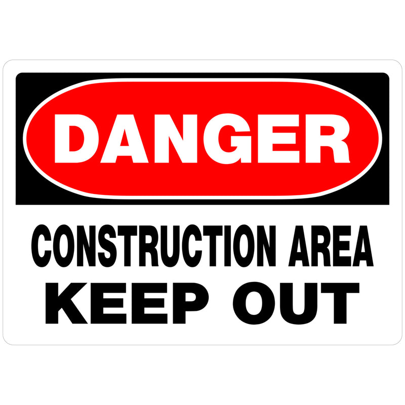 HILLMAN English White Construction Sign 10 in. H X 14 in. W, Pack of 6