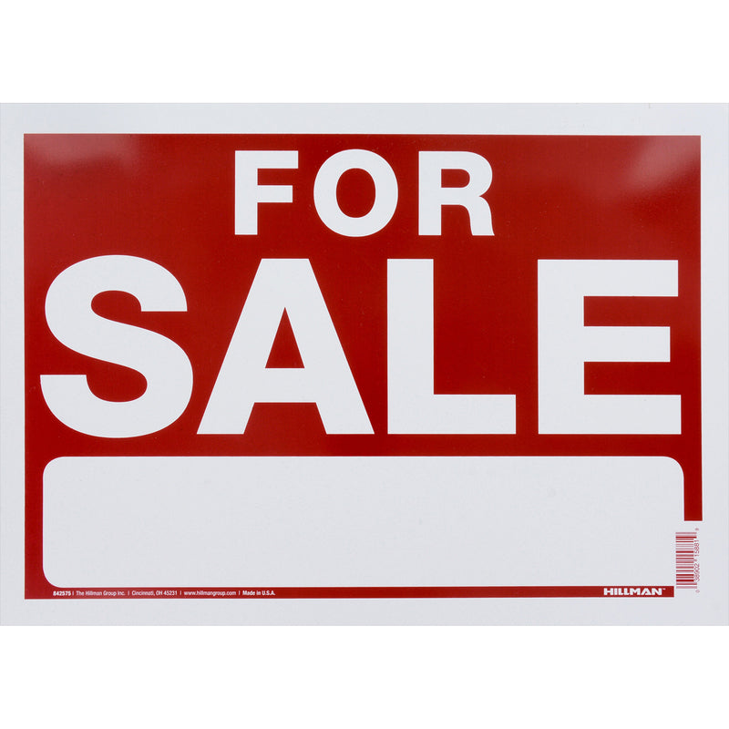 HILLMAN English Red For Sale Sign 10 in. H X 14 in. W, Pack of 6