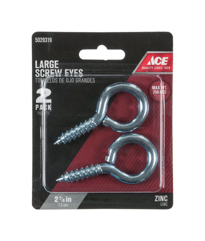 Ace 3/8 in. D X 2-7/8 in. L Zinc-Plated Steel Screw Eye 250 lb. cap. 2 pk, Pack of 5