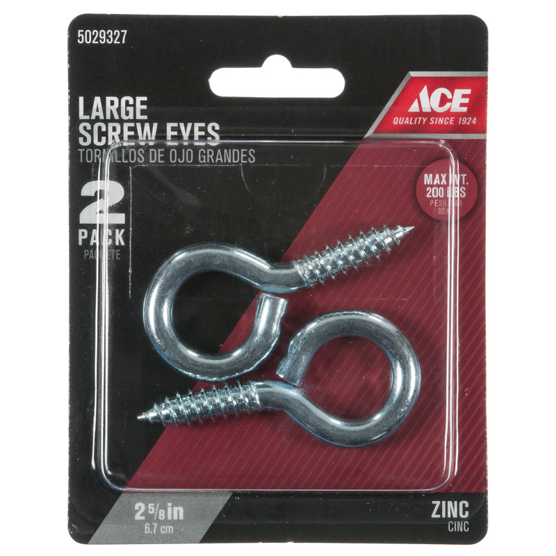 Ace 11/32 in. D X 2-5/8 in. L Zinc-Plated Steel Screw Eye 200 lb. cap. 2 pk, Pack of 5