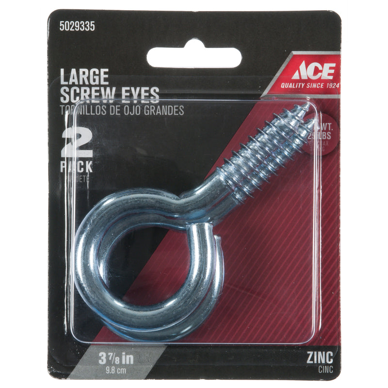 Ace 7/16 in. D X 3-7/8 in. L Zinc-Plated Steel Screw Eye 325 lb. cap. 2 pk, Pack of 5