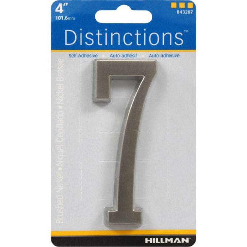 HILLMAN Distinctions 4 in. Silver Zinc Die-Cast Self-Adhesive Number 7 1 pc, Pack of 3