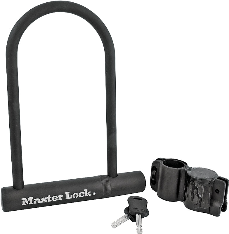 Master Lock 8170D U-Lock, Keyed Different Key, 1/2 in Dia Shackle, Steel Body, Vinyl-Coated, 6-1/8 in W Body