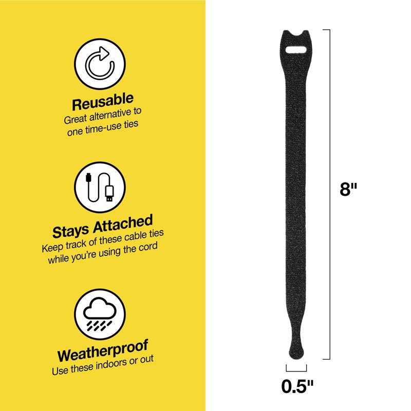 Wrap-It Cable Ties Roll 8 in. L Black Nylon Cable Ties Roll