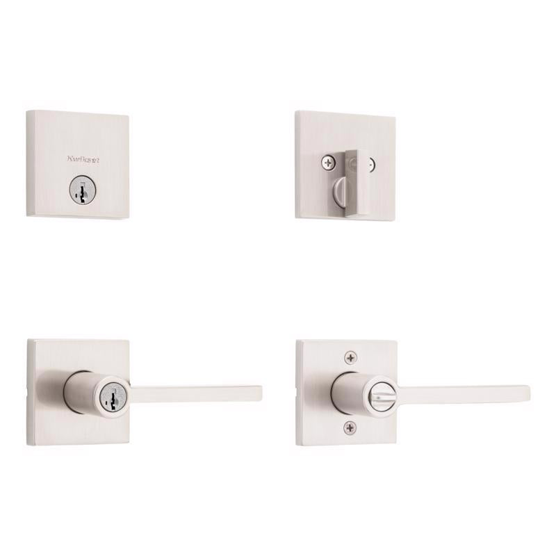 Kwikset Halifax Satin Nickel Zinc Lever and Single Cylinder Deadbolt