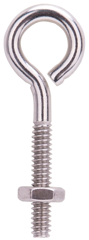 ProSource LR292 Eye Bolt, 4.7 mm Thread, Machine Thread, 1 in L Thread, 3/4 in Dia Eye, 94 lb Working Load, Pack of 10