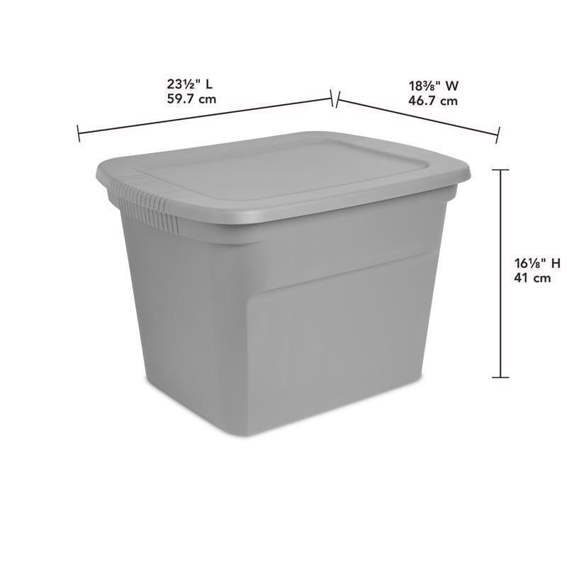 Sterilite 18 gal Gray Storage Tote 16-1/8 in. H X 23-1/2 in. W X 18-3/8 in. D Stackable, Pack of 8