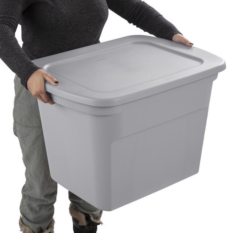 Sterilite 18 gal Gray Storage Tote 16-1/8 in. H X 23-1/2 in. W X 18-3/8 in. D Stackable, Pack of 8