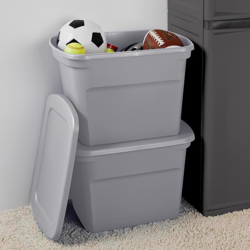 Sterilite 18 gal Gray Storage Tote 16-1/8 in. H X 23-1/2 in. W X 18-3/8 in. D Stackable, Pack of 8