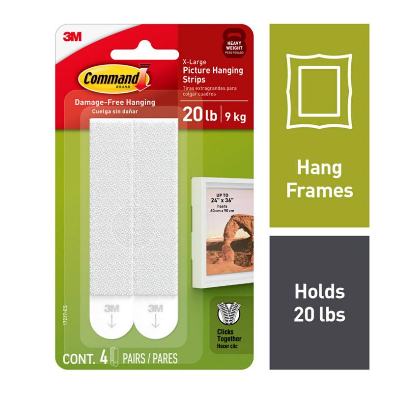 3M Command White Picture Hanging Strips 20 lb 4 pair, Pack of 6