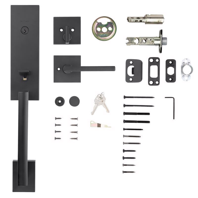 Kwikset Matte Black Entry Handleset KW1 1-3/4 in.