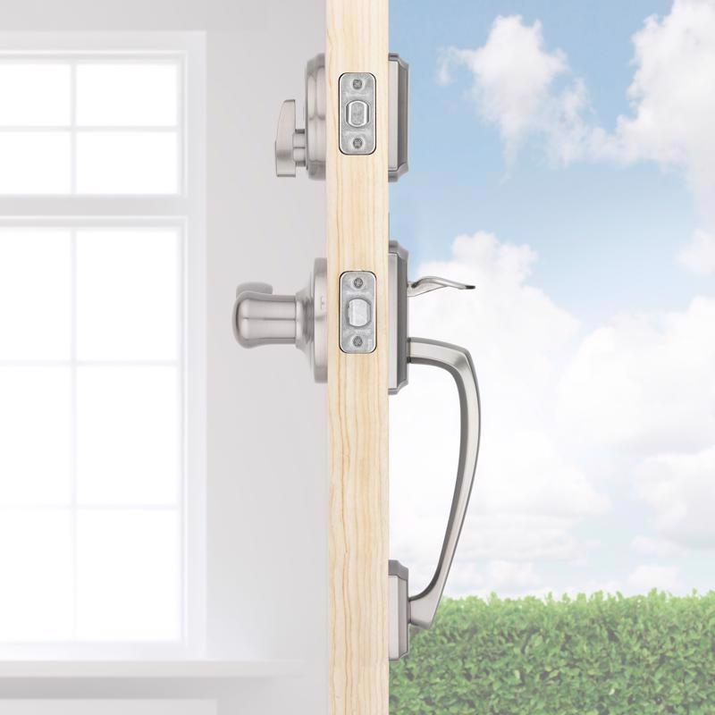 Kwikset Prescott Satin Nickel Entry Handleset 1-3/4 in.