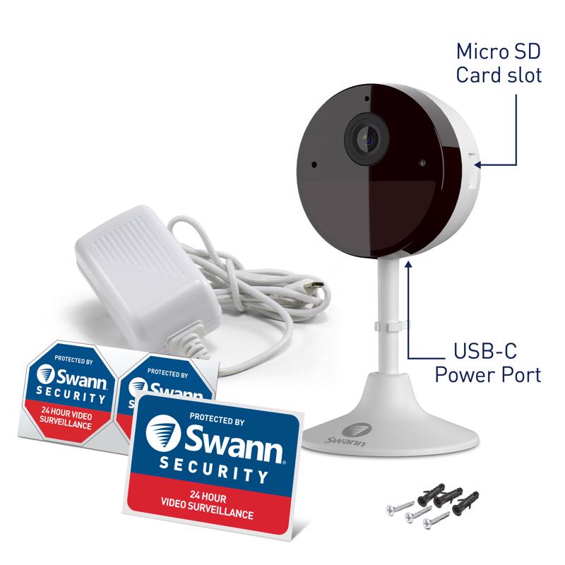 Swann Plug-in Indoor Smart-Enabled Security Camera, Pack of 8