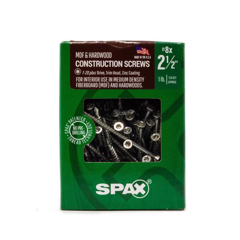 SPAX MDF No. 8 in. X 2-1/2 in. L T-20+ Trim Head Serrated Construction Screws