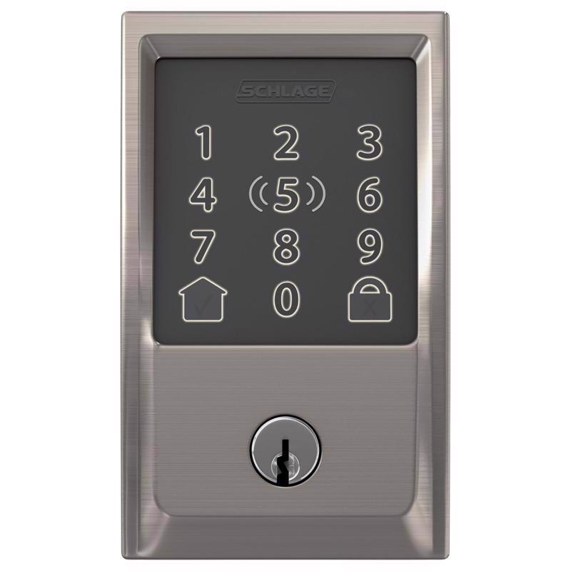 Schlage Encode Plus Satin Nickel Metal WiFi Deadbolt with Century Trim