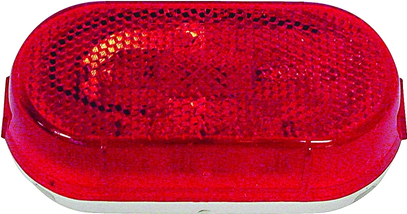 PM V108WR Marker Light, Rectangular, 4.07 in W, 2.04 in H, 12 V, Incandescent Lamp, Red Lens, Screw