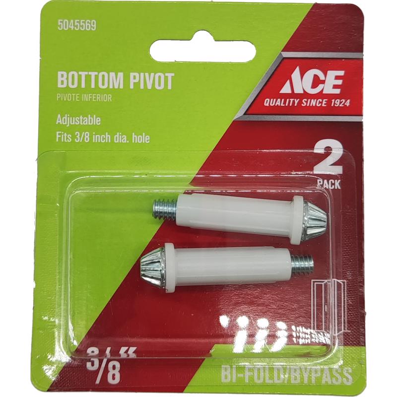 Ace Matte White Steel Bi-Fold Closet Door Pivot 2 pc