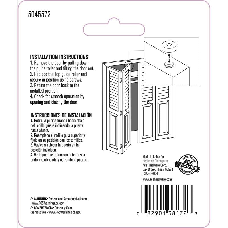 Ace Silver Steel Bi-fold Door Wheel Guide 2 pc