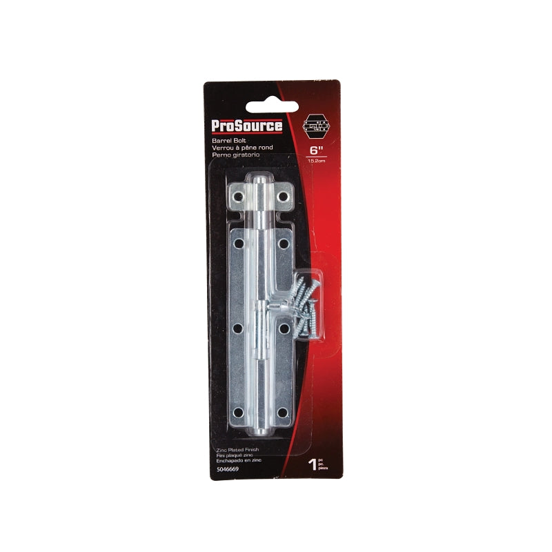 ProSource CL-701-PS Barrel Bolt, 3/8 Dia in Bolt Head, 6 in L Bolt, Steel, Zinc Plated