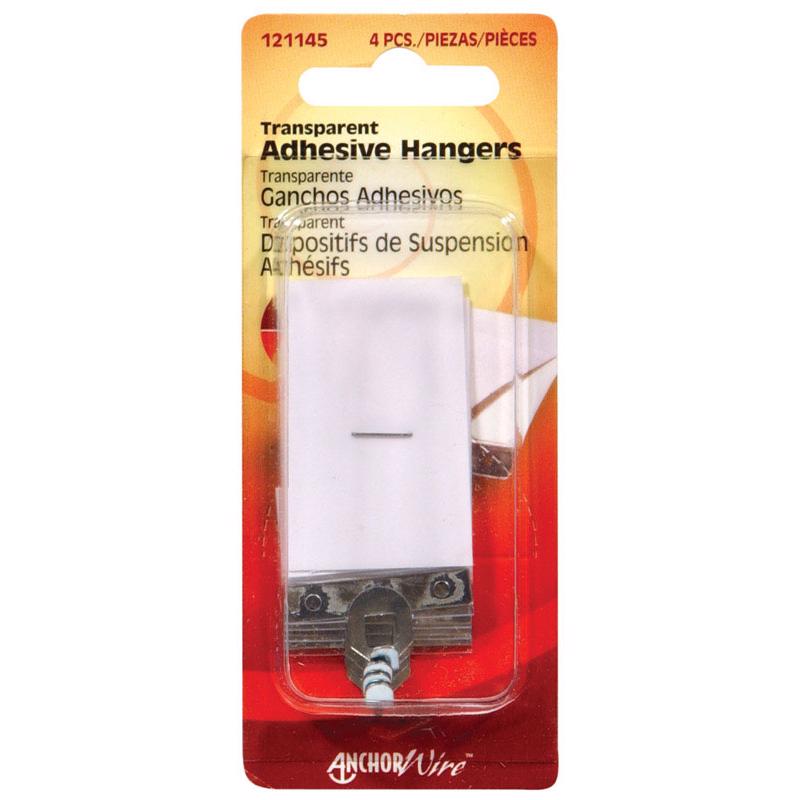 HILLMAN Transparent Adhesive Hangers 1-1/2 lb 4 pk, Pack of 10