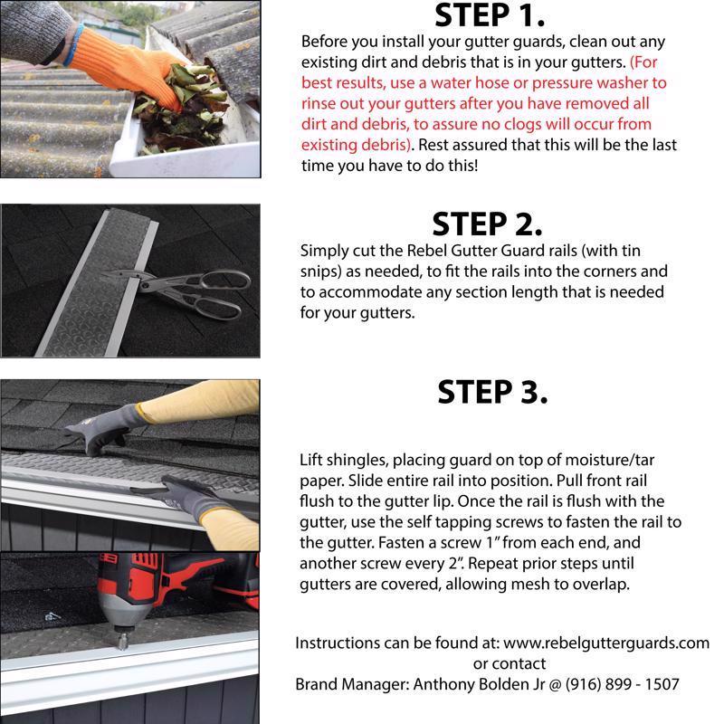 Rebel Gutter Guards 5 in. W X 39 ft. L Gray Aluminum Gutter Guard 13 pk