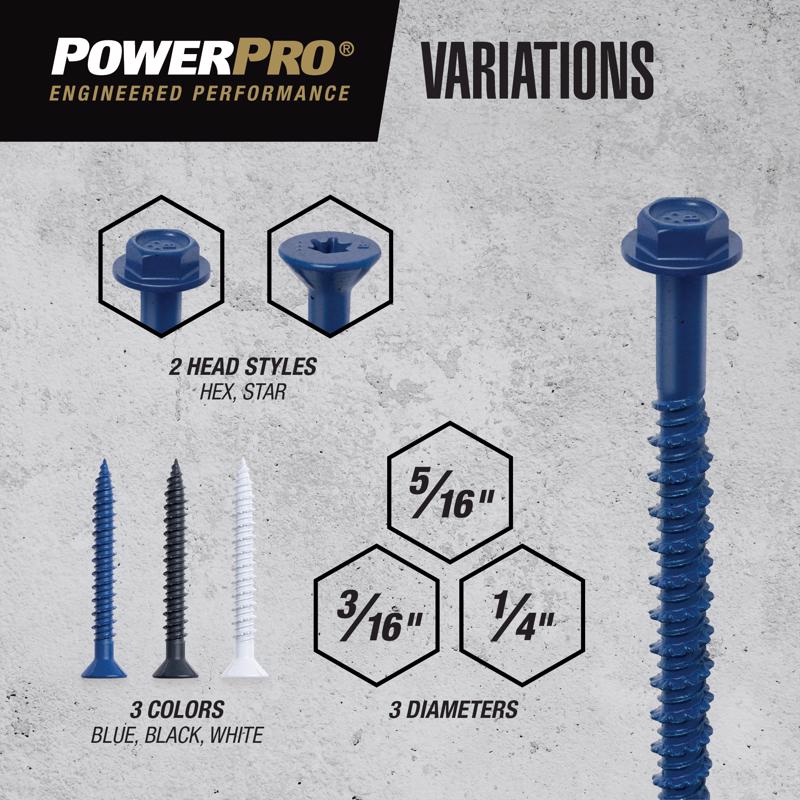 HILLMAN Power Pro 1/4 in. D X 2-1/4 in. L Carbon Steel Hex Head Concrete Screw Anchor 15 pc