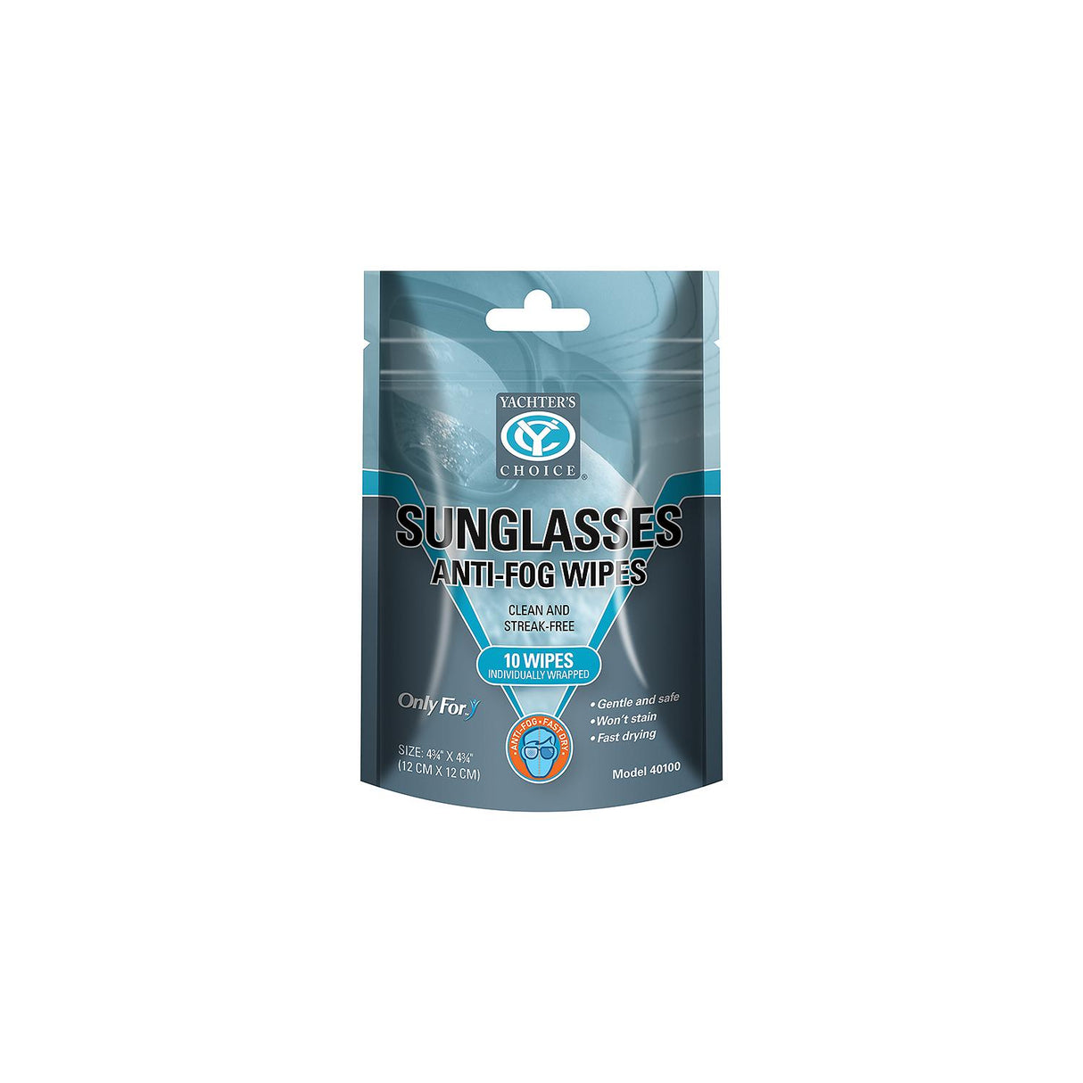 Yachter's Choice 40100 Sunglasses Anti-Fog Wipes, 10-ct. Resealable Pouch, Pack of 12